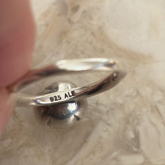 Authentic Pandora Grey Pearl My Wish Ring Retired Vintage Size 6 - Picture 7 of 8